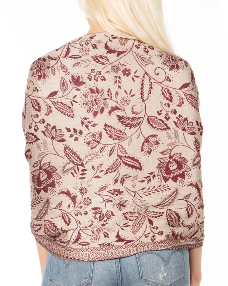 Sakkas 18200 - Gianna Women's Silky Soft Reversible Floral Woven Pashmina Scarf Shawl Wrap - Purple - OS - Image 2